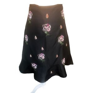 Anthropologie Odille silk floral skirt